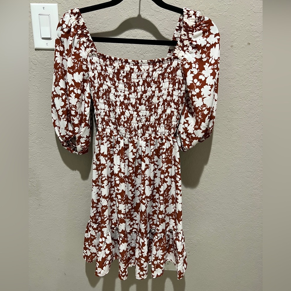 Rust floral dress